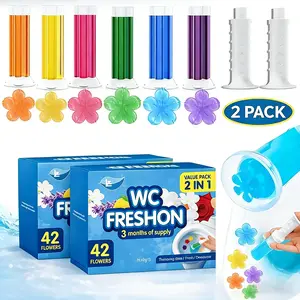 84 Flowers Toilet Gel Stamp 6-stickss | 6 Fresh Scents | Long-Lasting Deodorizing Bathroom Cleaner