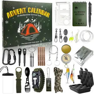 Survival Kit Advent Calendar-24 Days Christmas Countdown Calendar, Survival Gears Gift with Outdoor Tools for man, Camping Fishing Hunting Adventure Holiday Surprise Christmas Gifts