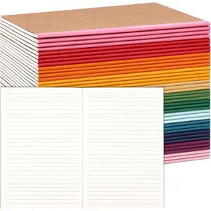 40pcs Bulk A5 Kraft Lined Journaling Notebooks, 12 Colors Rainbow Composition Notebook with 60 Pages, Ideal for Writing, School and Kids Gifts