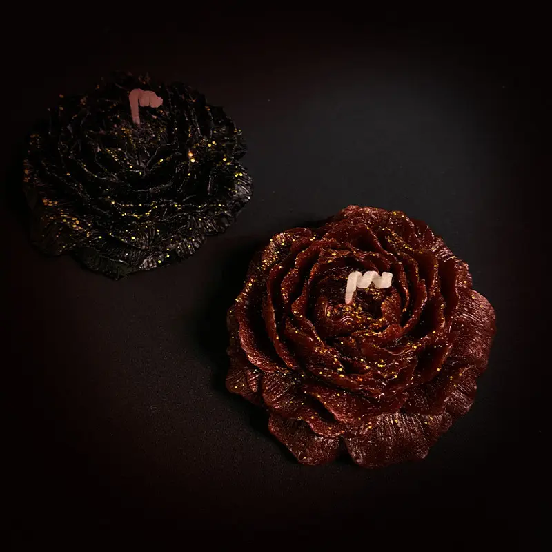 Glided Candles for Wax Play Low Heat, Body Safe Low Temp Drip Candles, Romantic Massage Soy Flower Candles for Adult (1, Glided Red Peony)