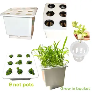 hydroponic Grow Plants Bucket Indoor/outdoor  With Lid 9 Net Pots