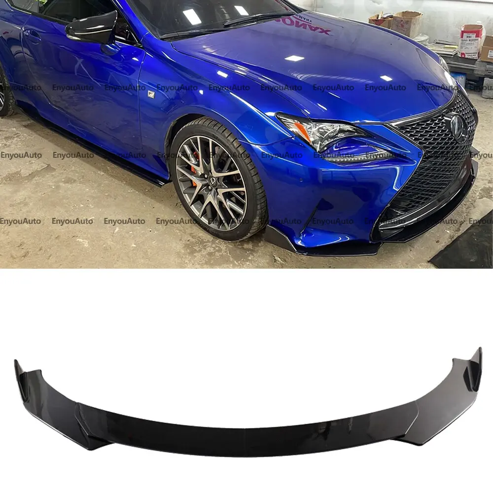 Glossy Black Plastic Front Bumper Lip Spoiler Splitter Car Accessory - Includes Screws, Convenient Installation, Stable Fit for Lexus RC-F, RC300, RC350, Acura, Buick Exterior Trim Part, Accessories, Chin Diffuser, Abs Plastic, 1 X Bag Of Screws