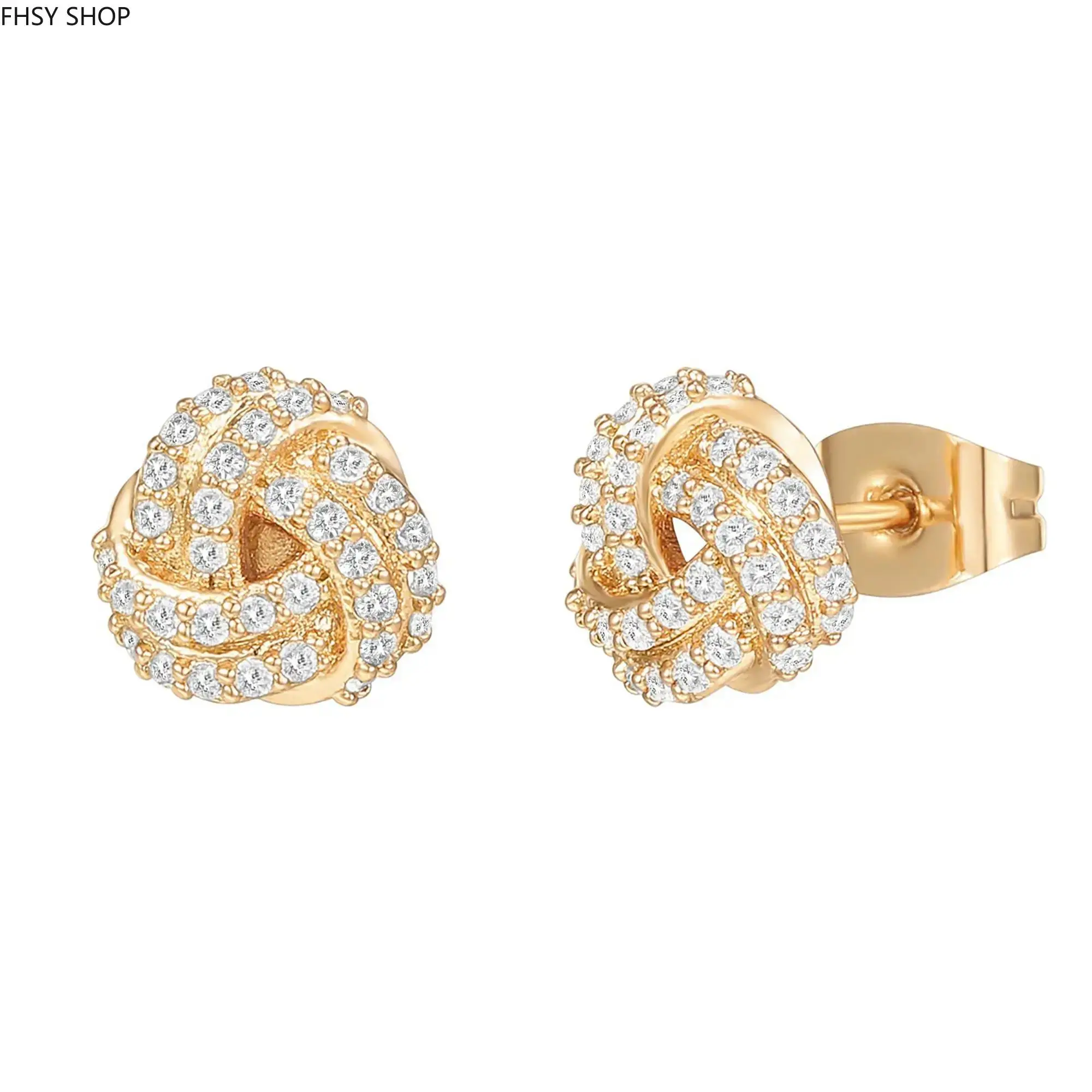 14K Gold Plated Sterling Silver Post Love Knot Stud Earrings - Gold Earrings for Women