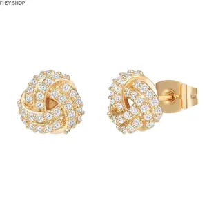 14K Gold Plated Sterling Silver Post Love Knot Stud Earrings - Gold Earrings for Women