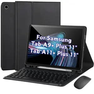Keyboard Case Compatible for Samsung Galaxy Tab A9+/A9 Plus 11 Inch 2023, Bluetooth Keyboard Cover With BT Mouse and Pencil Holder For Model SM-X210/X216/X218, Black