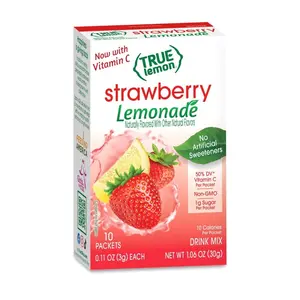 True Lemon Strawberry Lemonade Drink Mix Powder, No Artificial Sweeteners, 1.06 oz., 10 Count Box