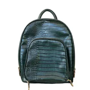 INC International Concepts Green Crocodile-Embossed Backpack with Gold Accents