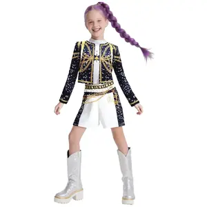 Girls  Mira Role Play Costume Set 3pcs Short Sleeve Crop Top Skirt Halloween Party Dress Up Clothes for Kids Comfortable Polyester Fabric Superstar Outfit