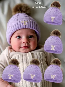 Kids' A-Z Letter Beanie Hat, Warm Knitted Cap for Boys & Girls Ages 5+, Perfect Winter Accessory for Outdoor Activities