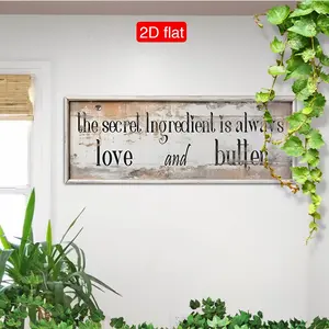 [JIT], 1 piece vintage wooden sign, the secret ingredient is always love and butter, inspirational quote sign, everyday sign, rustic wall art kitchen sign, home decor, Decorative Plaque, room decor, event and party supplies (5.9 x 15.7 inches 15CM x 40CM)