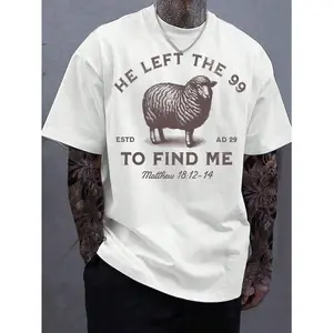 T-Shirts Jesus Left, The Lord Is My Shepherd T-Shirt, Christian T-Shirt, He Left 99 To Save Me T-Shirt, Men T-Shirt trendy t-shirts