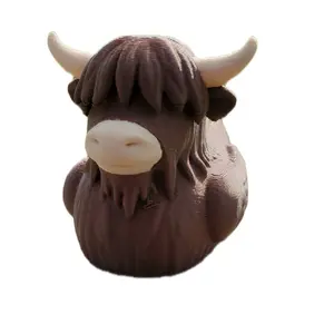 Western Figurine 3D Printed Highlander Cow Duck Figure 2.5 Inches Tall Collectible Decorative Sculpture for Jeeps Cruises & Collectors