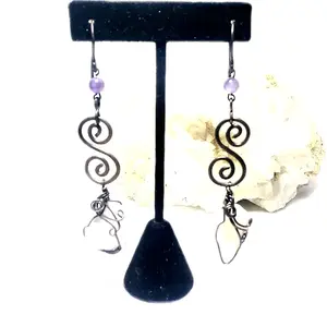 Natural Crystal Dangle  Earrings Birthday Daily Anniversary Engagement crystal pendant