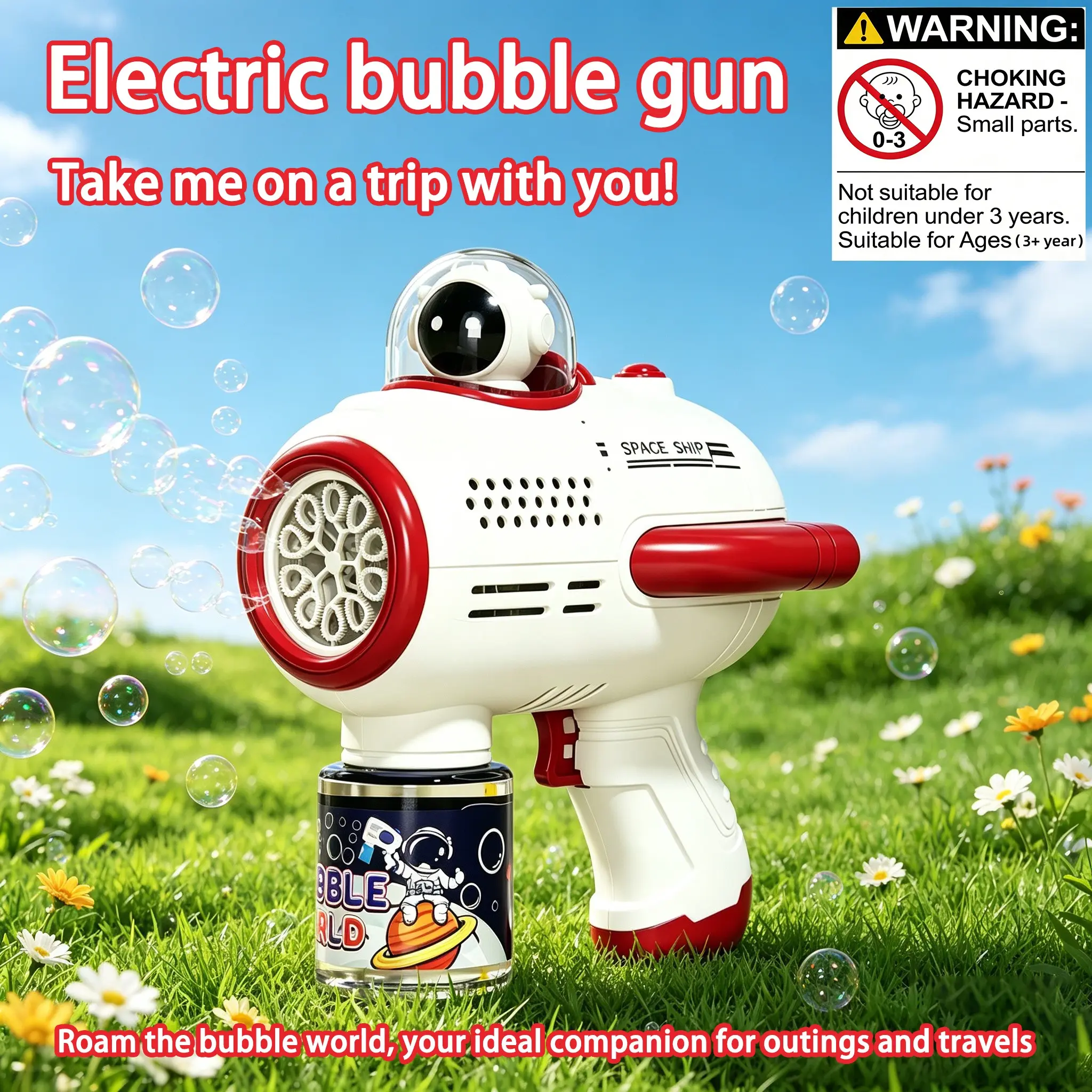 Astronaut Bubble Machine, 80ML Bubble Solution, Rechargeable 500mah Battery, Perfect for Kids, Parties, Camping, Kindergarten, Birthday Gifts