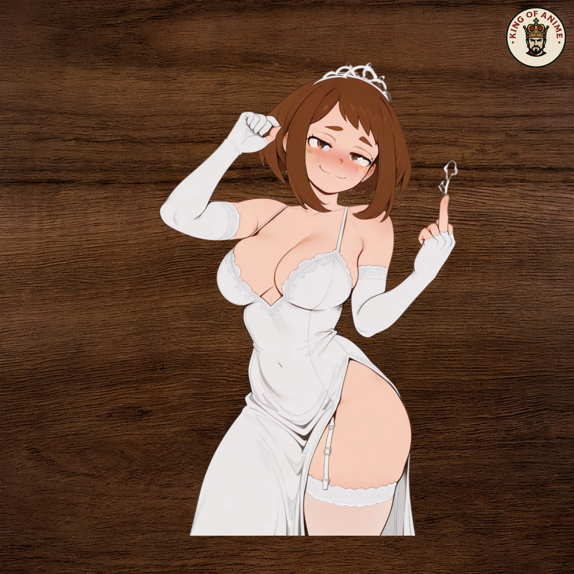Cute Princess Anime Girl Sticker, White Dress Tiara Style Vinyl Decal for Laptop, Water Bottle, Phone Case Decor