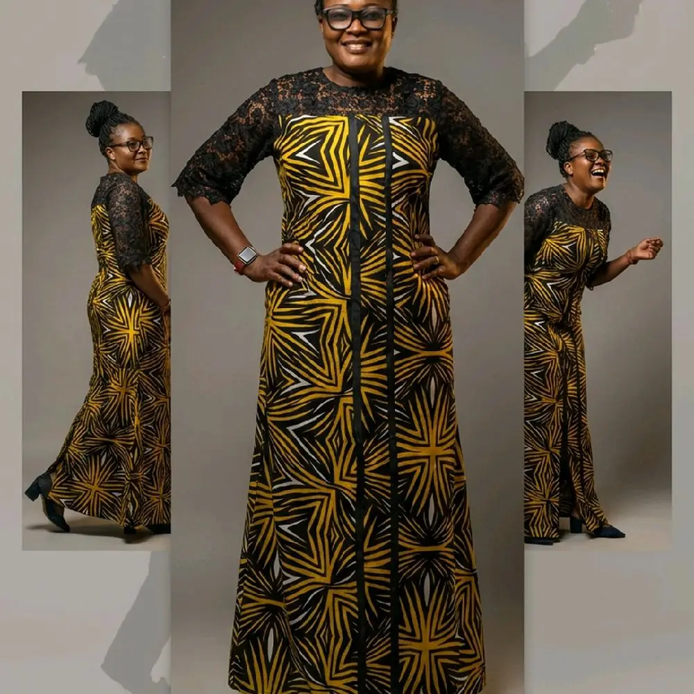 Women's African Ankara Gown, Traditional Print Formal Wear for Special Occasions