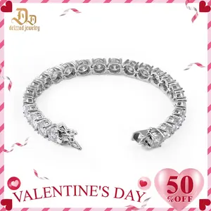 Delzzad 18k Gold-Plated Tennis Bracelet VVS D Color Synthetic Moissanite S925 Sterling Silver Tennis Chain Birthday Anniversary Mother's Day Christmas Gifts for Men Women With Giftbox