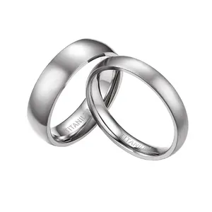 OIDEA 4mm Titanium Wedding Rings for Women - Silver Polished Comfort Fit Engagement Rings, Stackable Titanium Construction Band, Birthday Gift Set