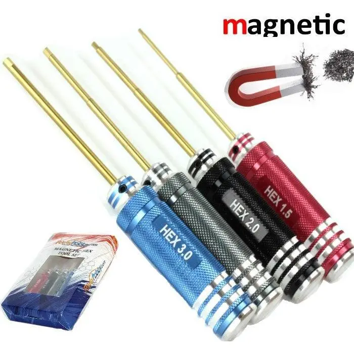 Powerhobby Metric Hex Driver Wrench Set Magnetic (4) (1.5, 2.0, 2.5, 3.0)