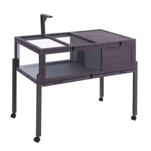 VEVOR 3 - Room Tortoise House, Tortoise Habitat with Balcony 2 Stories, Wooden Tortoise Enclosure Indoor Outdoor with Ramp, Tray, Openable Roof, Large Reptile Cage, 44x 25.6x 24VEVOR Super Brand Day