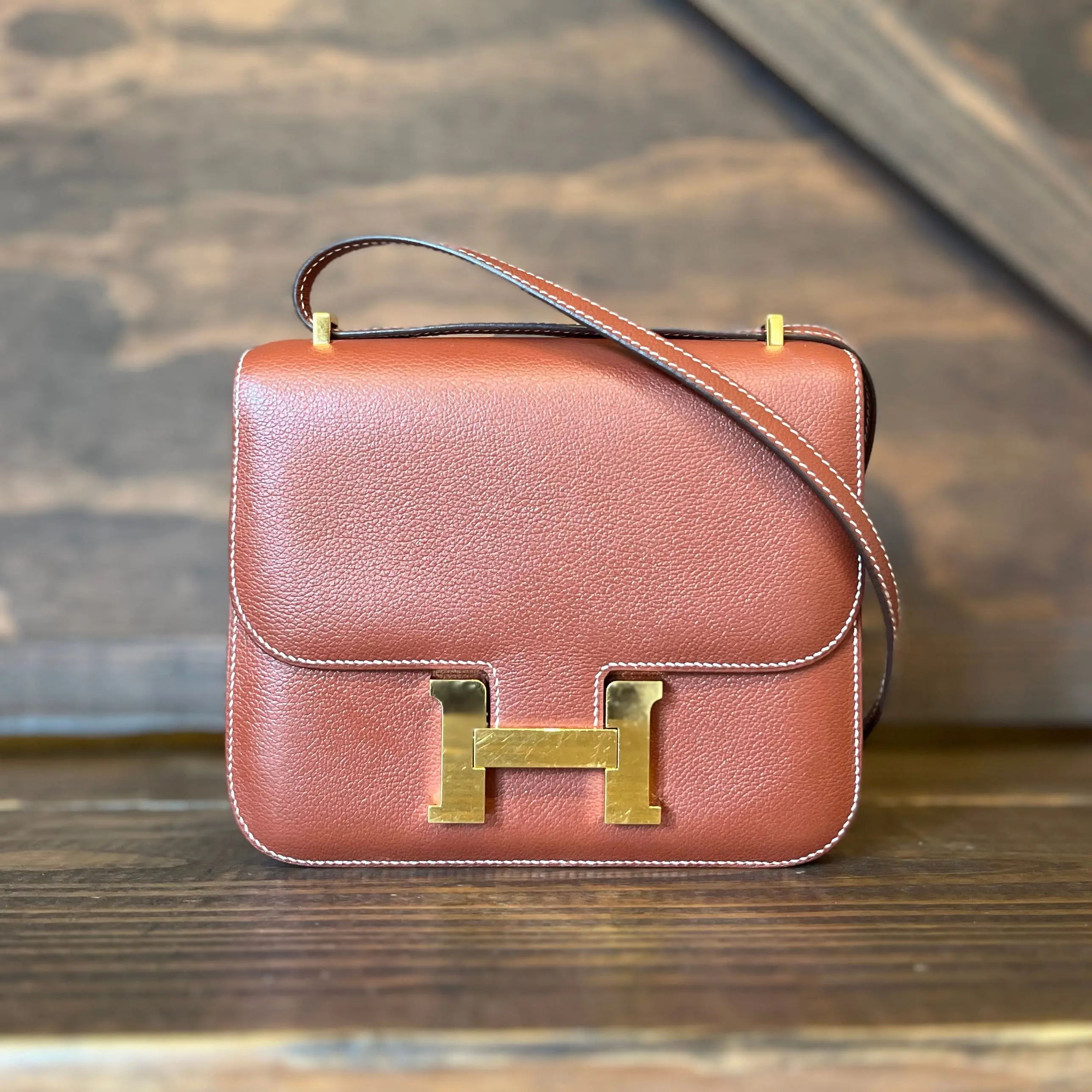 Pre-owned HERMÈS leather Shoulder Bags HERMES Constance 18 Evercolor Shoulder Bag