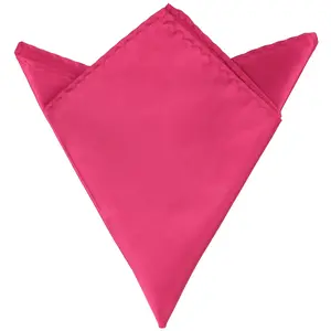 INSPIRE CHIC Men's Foldable Handkerchiefs Satin Shiny Solid Color Pocket Square For Suit Hot Pink
