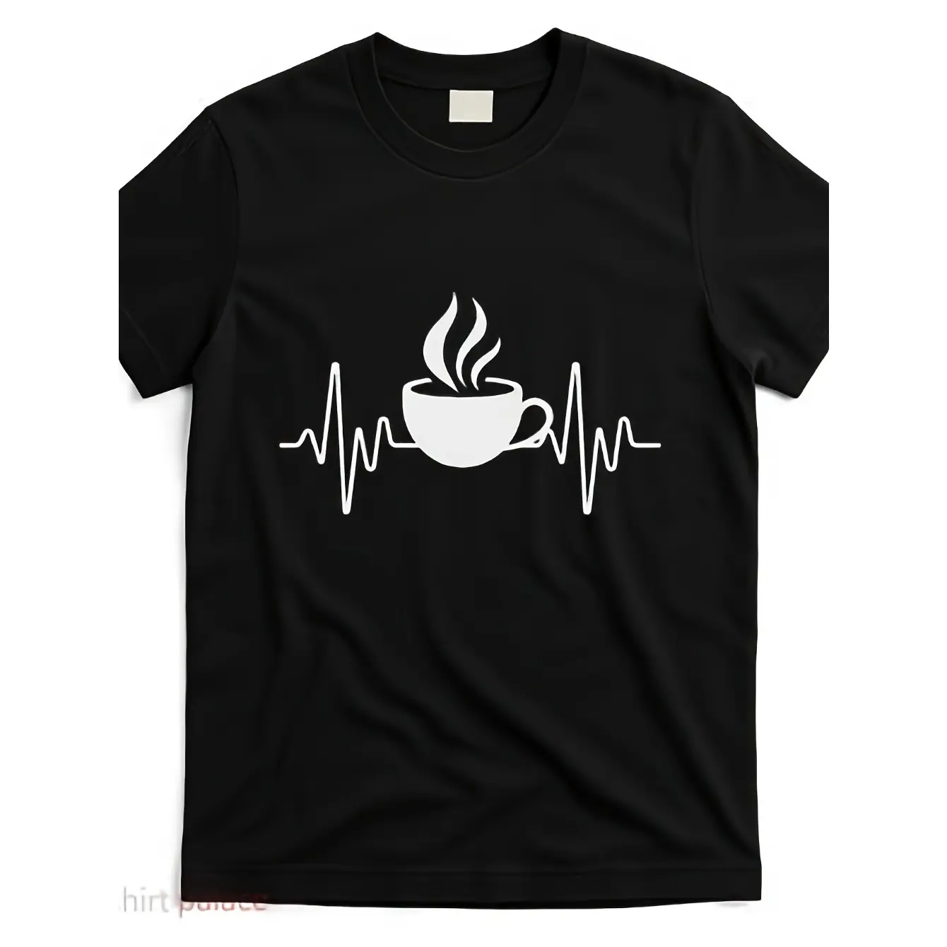 Men's Coffee lovers and humor-themed design featuring a heartbeat coffee cup Graphic T-Shirt - Short Sleeve Crew Neck Regular Fit Casual Wear |     Soft & Breathable Fabric, Durable Print, Everyday Comfort, Machine Washable, Casual and fun graphic style w