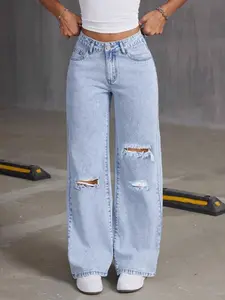 Women's Slim-Fitting Denim Jeans Pants, Ripped, Plain Pattern Design, All-Season Wear, Fashionable & Comfortable Fit, Ideal for Daily Use, Streetwear