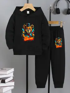 The Midnight Afterlife Collection Of Children's Toy Bears - Fnaf Freddy Bear Set. Spring And Autumn New Style Hooded Sweatshirt Two-Piece Set. Characteristic Casual And Comfortable, Suitable For Daily Outdoor Use, Ideal Gift Choice.