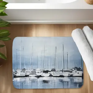 360 stand Non-Slip Microfiber Bathroom Mat, 17x24 in Rectangle Soft Water Absorbent Mat with Marine Boats At the Dock 2 Design, for Bathroom Interior & Home Decor, Splash Protection & Gifting, Bathroom Mats