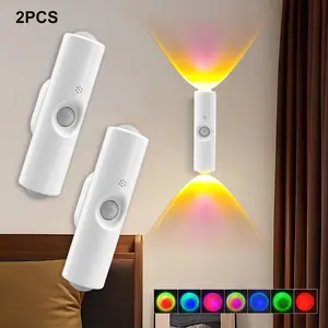 Smart Rechargeable LED Night Light with Motion Sensor, Magnetic Wall Lamp, RGB Color Changing Cabinet Decor for Entryway,Wall Light for Bedroom Living Room Hallway Wireless USB-C