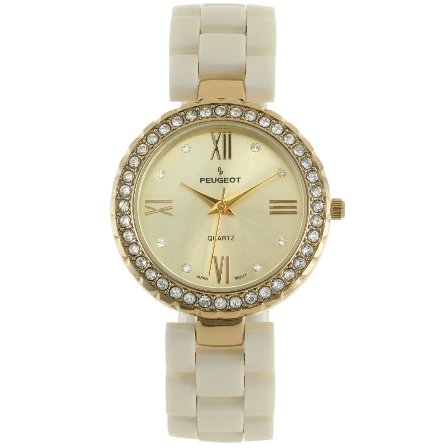 Women's 34mm Ceramic Watch with Crystal Bezel
