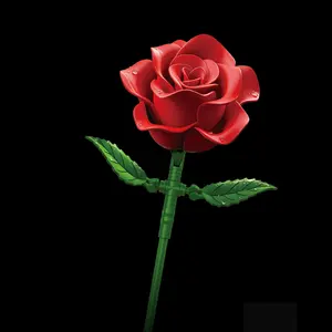 Red Rose Flowers Bouquet Building Set,  Red Blue Black Roses Flowers Artificial Flowers Botanical Collection Blocks Kit for Adults Women Gift, DIY Rose Building Block for Christmas & Valentines Home Decor