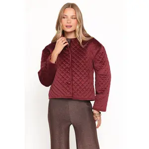 Roxanna Quilted Velvet Jacket - Wine Roxanna Quilted Velvet Jacket - Wine