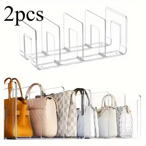 Transparent Adjustable Handbag Storage Rack, Dustproof Plastic Wallet Organizer, Wardrobe & Display Zone, Separating Dividers, Independent Construction, Adjustable Shelf Rack