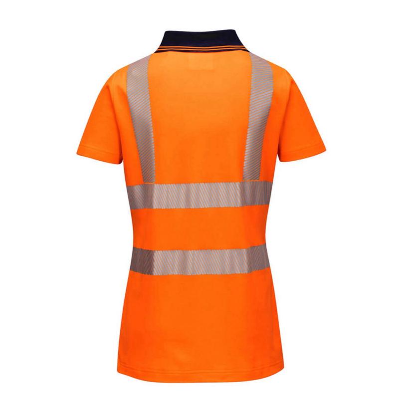 Portwest Hi-Vis Women's Cotton Comfort Pro Polo Shirt Short Sleeve with Reflective Stripes