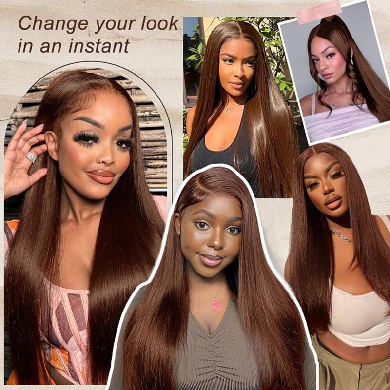 Deep Wave Lace Frontal Wig 30Inch Brazilian Chocolate Brown Curly Human Hair Wig 13x4 13x6 Hd Transparent Lace Frontal Deep Wave Wig  Colored Water Wave Brazilian Wigs For Women Pre Plucked 180% Density