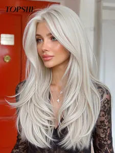 Topshe Medium Length Straight, Fashionable & Versatile, Perfect for Any Occasion, Casual & Formal Styles, Synthetic Material Wigs