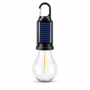 Solar LED Hanging Light, Portable Camping Lantern with Hook, USB Rechargeable & Solar Powered, Waterproof Outdoor Bulb with Warm LED Light, Adjustable Brightness for Hiking, Emergency, Tent, and Home Use