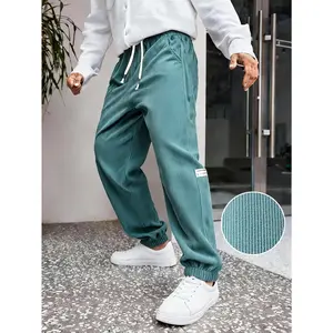 Men's Corduroy Straight-Leg Casual Pants - Loose Textured Menswear with Pocket, Embroidery, Activewear for All Seasons, Suitable for Daily Casual & Commute summervibes