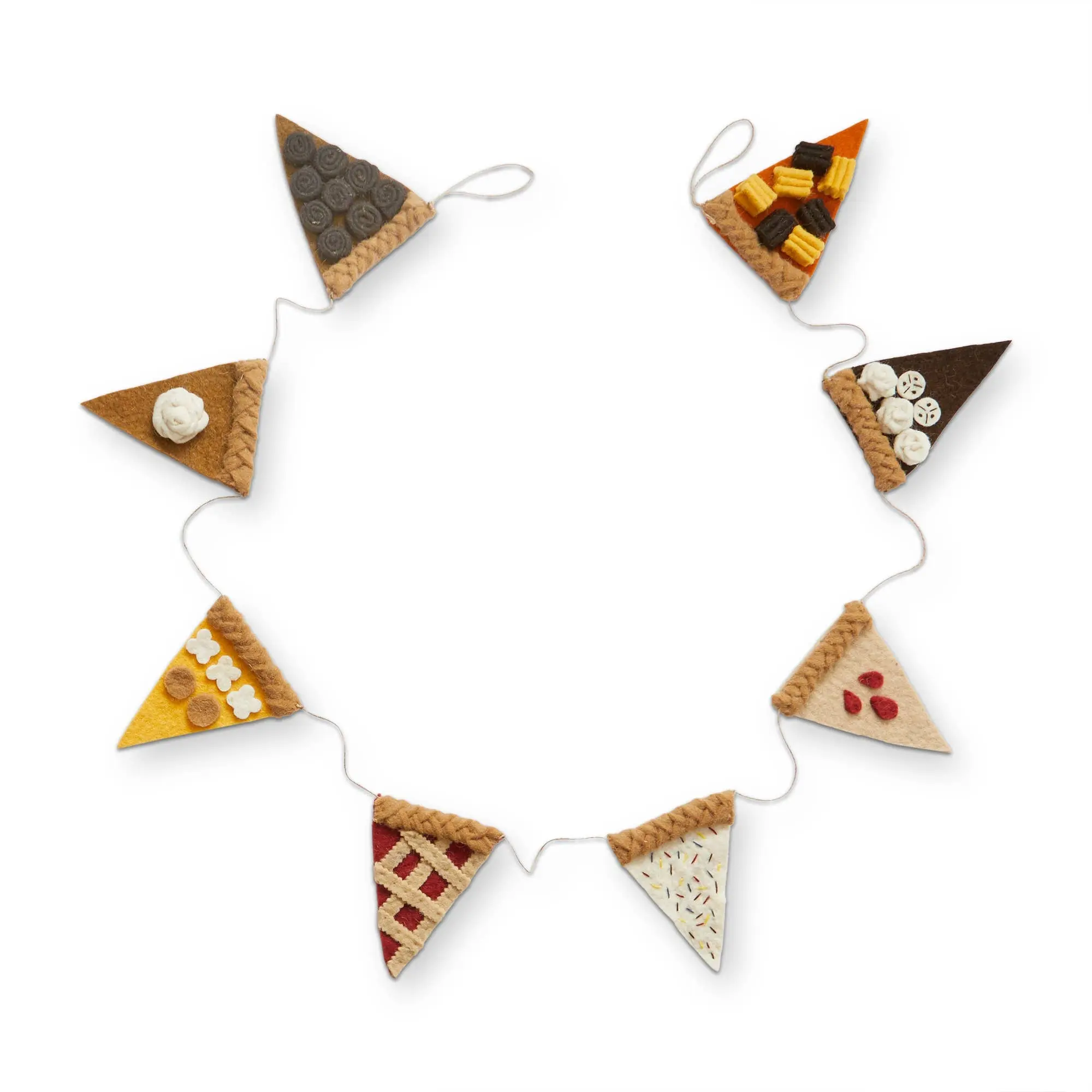 Thanksgiving Wool Felt Pie Slice Garland, Kitchen Festive Decoration with Slice Shapes and Garland Form