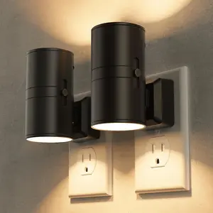 Night Lights Plug into Wall, Modern LED Night Light Plug in, Dusk to Dawn Sensor, Soft White 3000K, 0-100LM Adjustable Brightness, Dimmable NightLight for Hallway, Bedroom, Stairway, 2 Pack