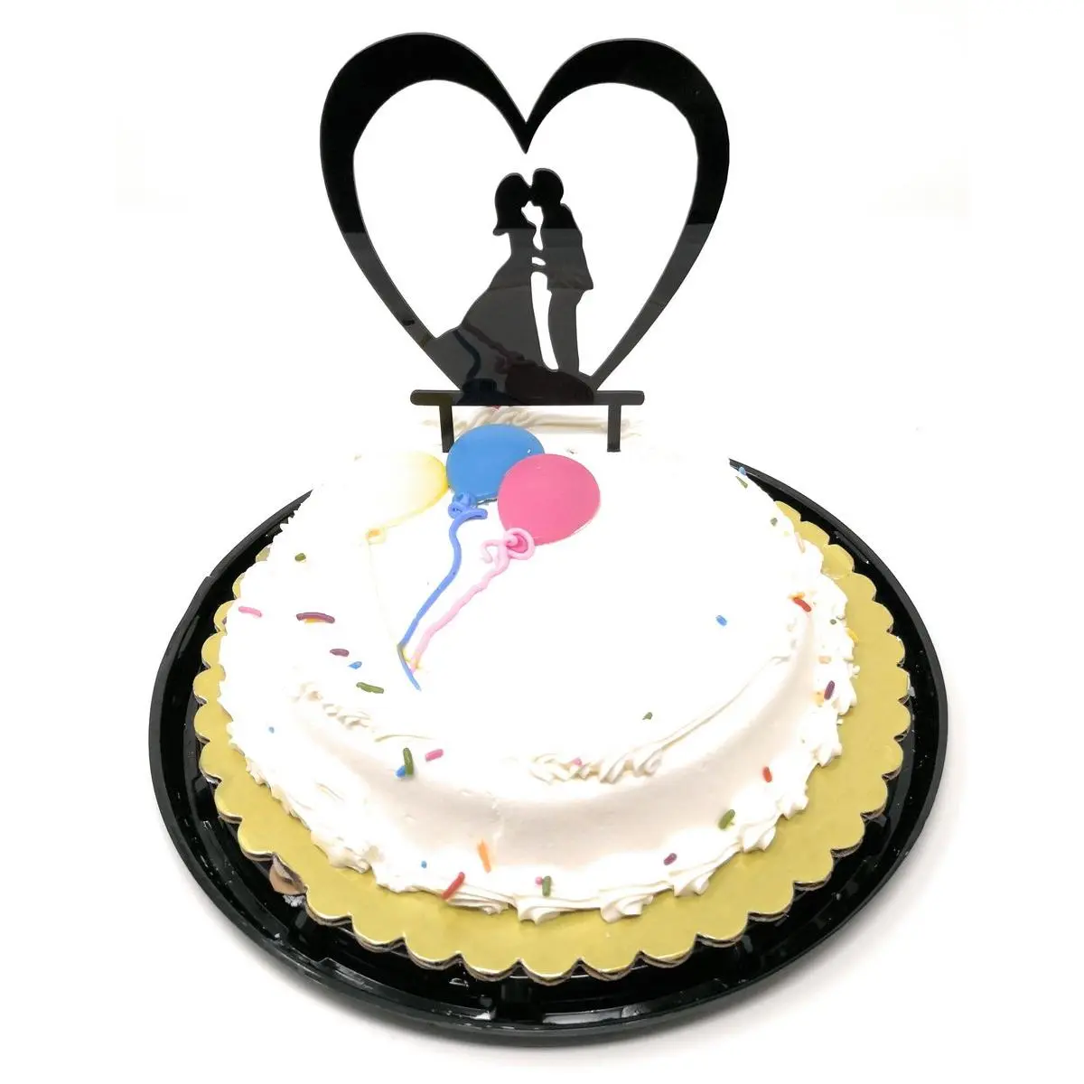 Silver Heart-Shaped Acrylic Mr and Mrs Couple Cake Topper, Cardboard Photo Decoration, Novelty Wedding-Baby Shower Indoor Multi-Use Festive Cake Ornament TOP004, Indoors