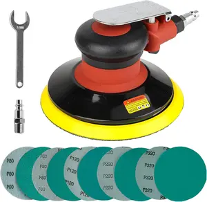 6-inch Air Random Orbital Sander by , Heavy Duty Palm Air  Sander Pneumatic Sander with 10 count Sandpapers, Palm Air Sander Tool for Auto  Work Woodworking Composites Metal