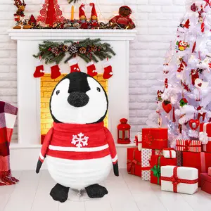 Penguin Christmas decorations, standalone three-dimensional, foldable, powered by USB, easy to assemble, recyclable, made of polyester and plastic, for indoor holiday decoration, decoration for Christmas-themed parties