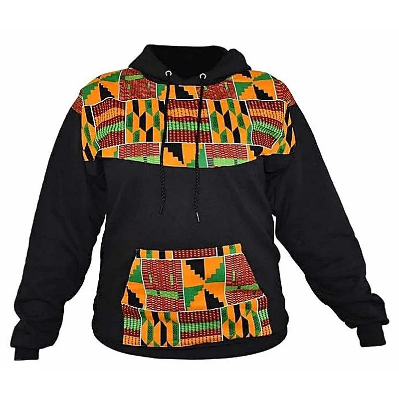 Multicolor Kente Ankara Stylish Pocket Hoodie