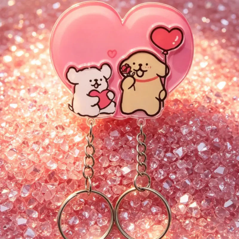 Matching Heart Acrylic Couples Keychains - Wall-Mounted Key Holder Hanger, Fashion Costume Jewelry Accessory, Birthday Gifts for Boyfriends Lovers