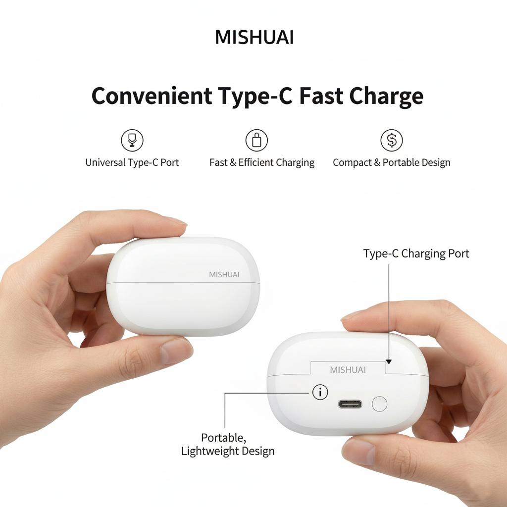 MISHUAI Open Ear Headphones Bluetooth 6.0, 5g Ultra-Light, 40H Battery, IPX6 Waterproof, 720° Surround Sound for Workout & Gaming, Clip-On Design, Zero Ear Fatigue ENC Headset Assistant Voice Smart with