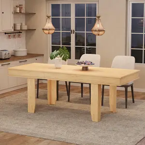 63″ – 86.6″ Extendable Large Rectangular Dining Table for 6‑10 – Farmhouse Kitchen Table w/ Wooden Sturdy Frame for Dining Room, Kitchen