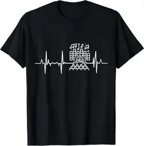 100% Cotton Disc Jockey Heart Line Music Lover Cardiogram T-Shirt